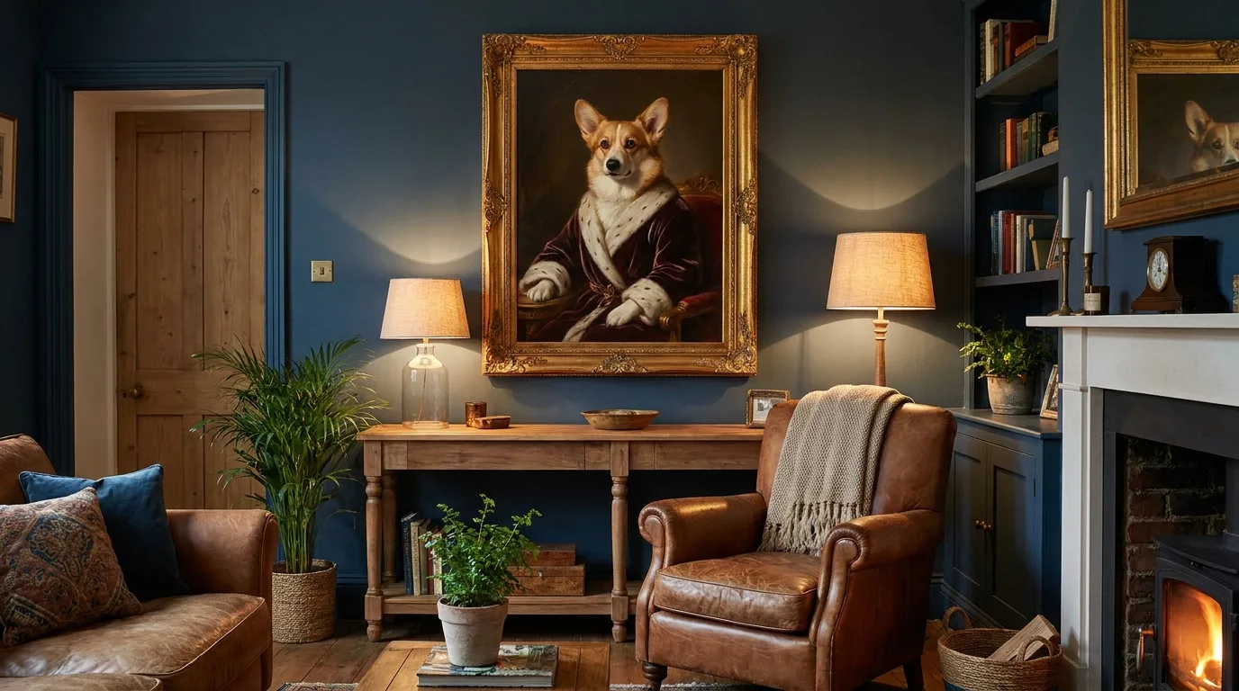 An elegant custom portrait of a companion pet