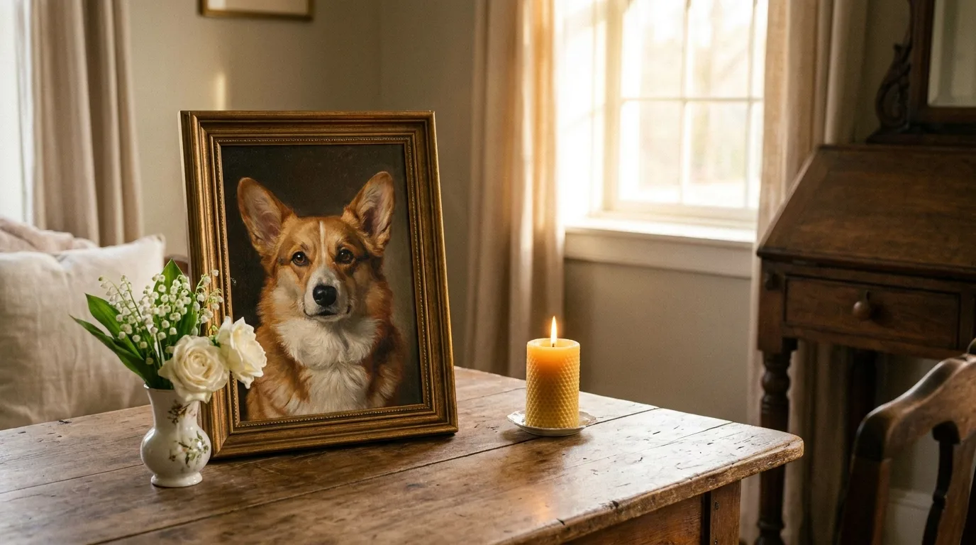 A regal memorial portrait of a beloved pet