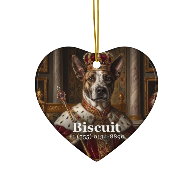 Ceramic Ornament, example shown. We print your portrait on it.