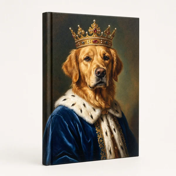 Hardcover Journal, example shown. We print your portrait on it.