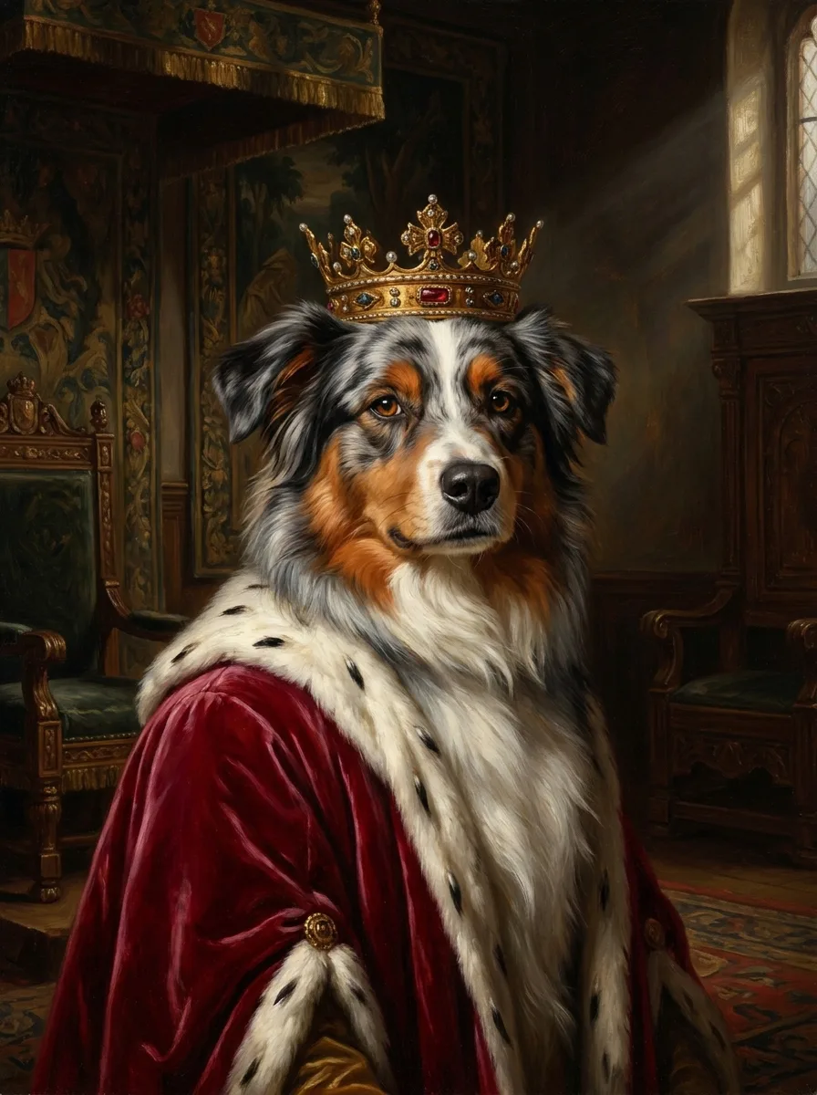 Custom Australian Shepherd royal portrait