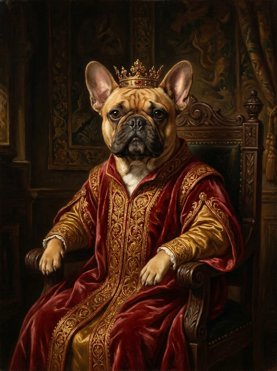 Custom French Bulldog royal portrait