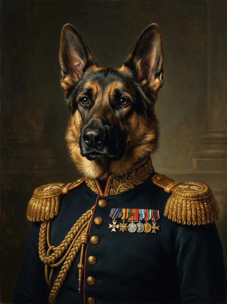 Custom German Shepherd royal portrait