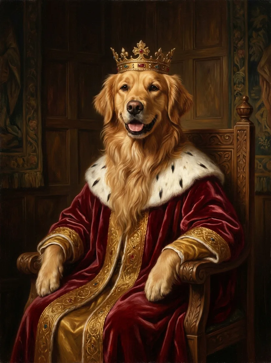 Custom Golden Retriever royal portrait