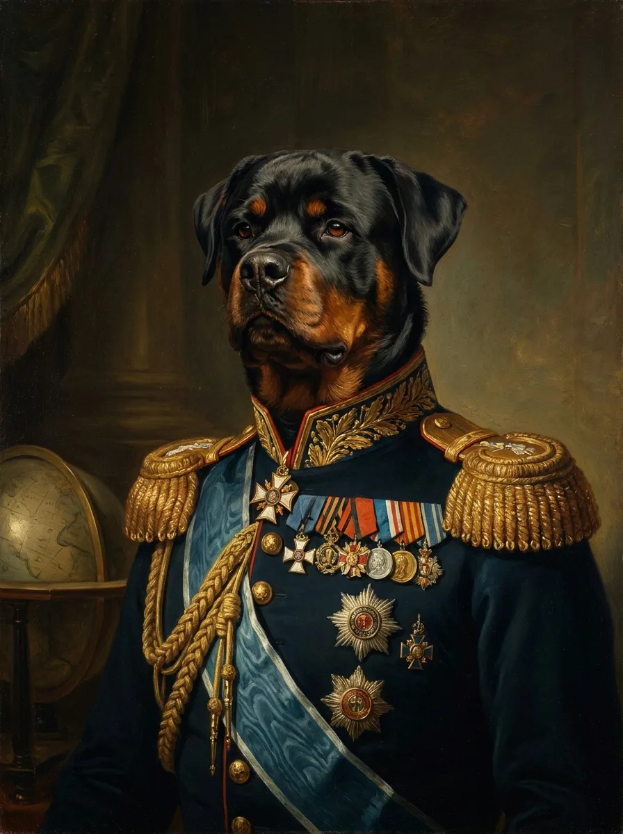 Custom Rottweiler royal portrait