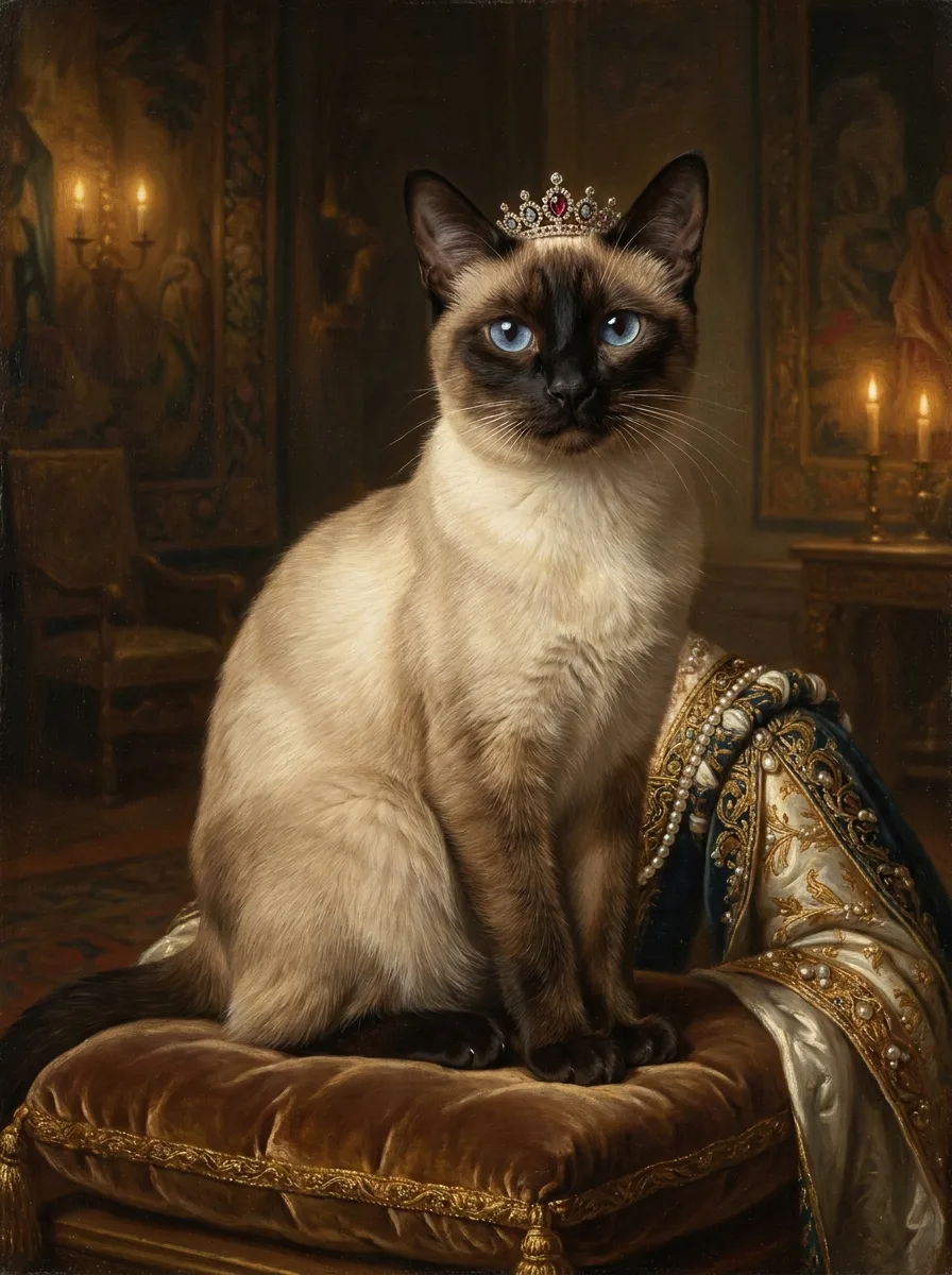 Custom Siamese Cat royal portrait