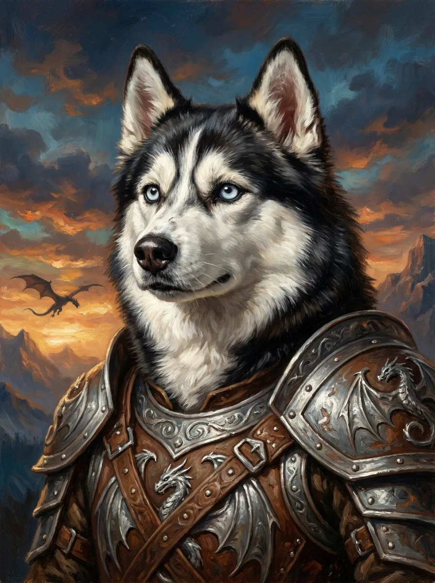Custom Siberian Husky royal portrait