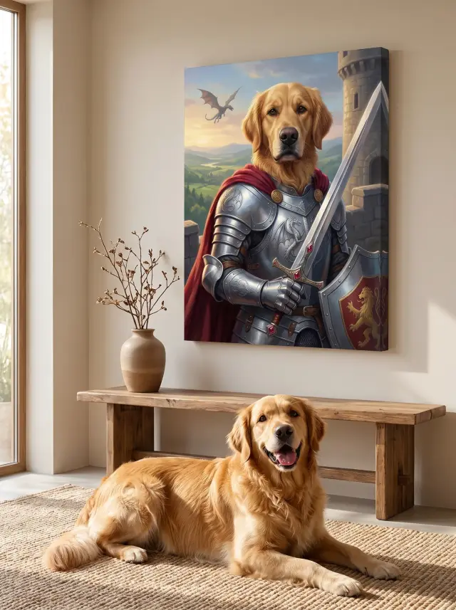 The Knight printed as a gallery-wrapped canvas, hung in a room