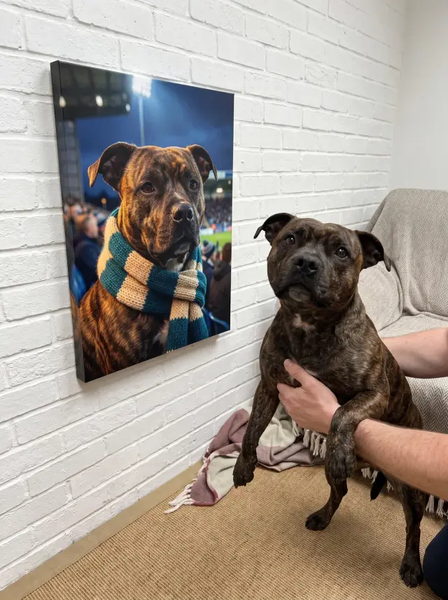 Game Day printed as a gallery-wrapped canvas, hung in a room