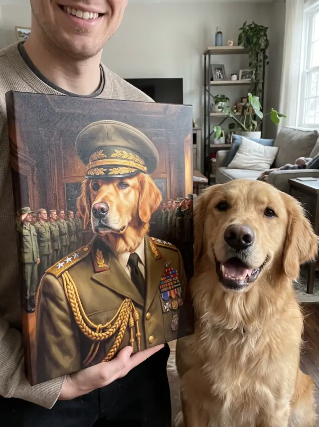 The Patriot General printed as a gallery-wrapped canvas, hung in a room