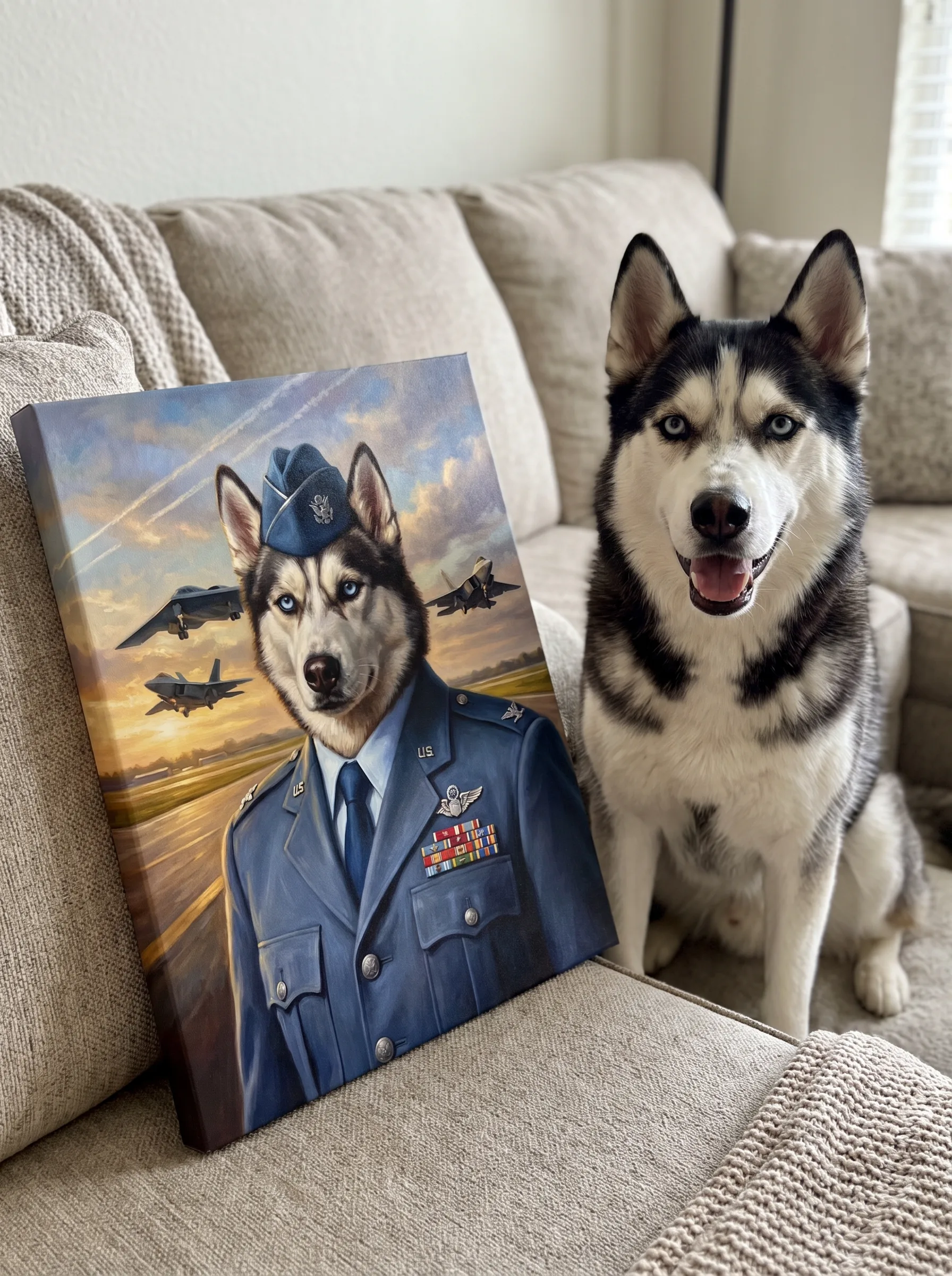 The Air Force Veteran printed as a gallery-wrapped canvas and hung on a wall