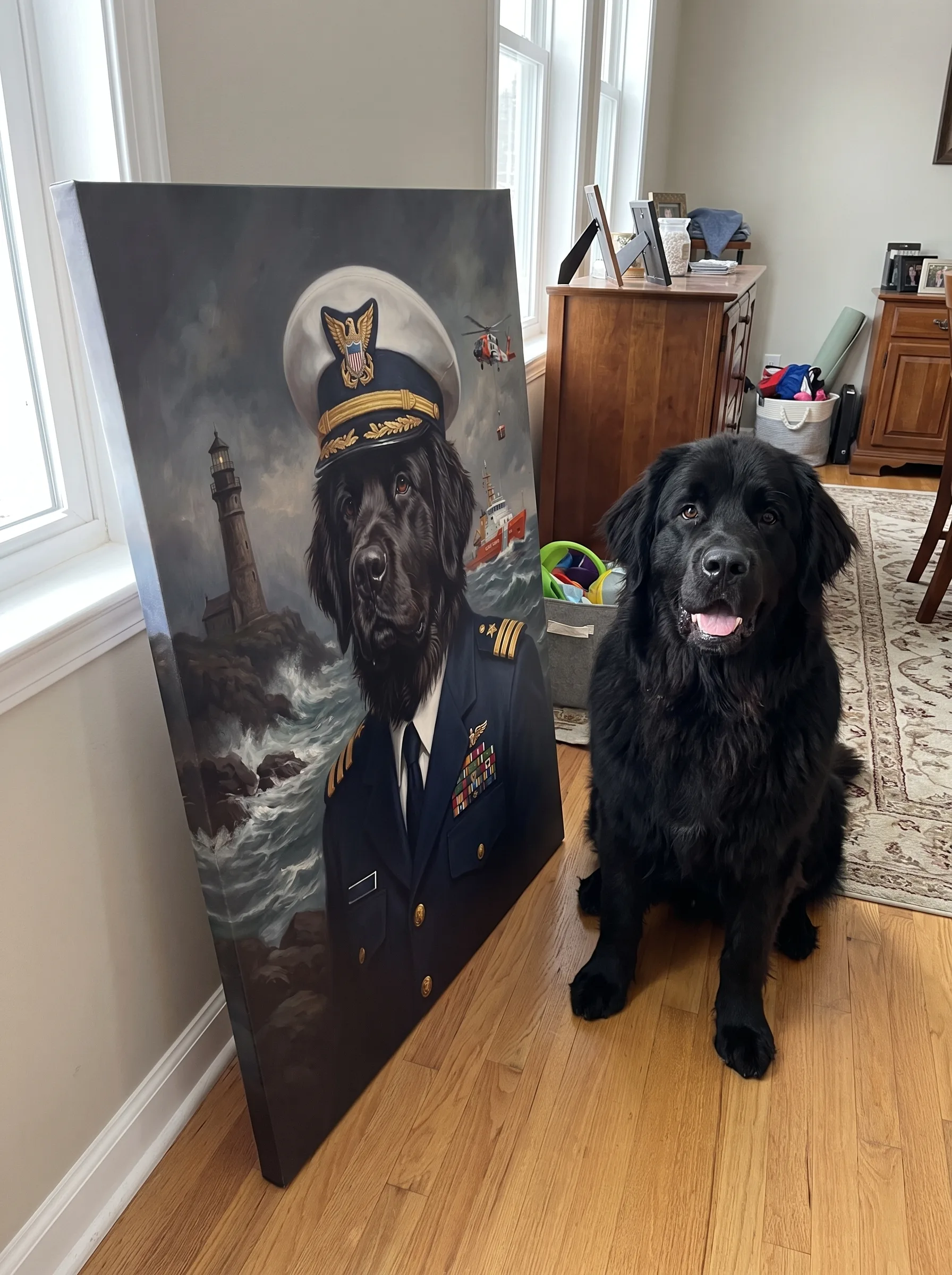 The Coast Guard Veteran printed as a gallery-wrapped canvas and hung on a wall