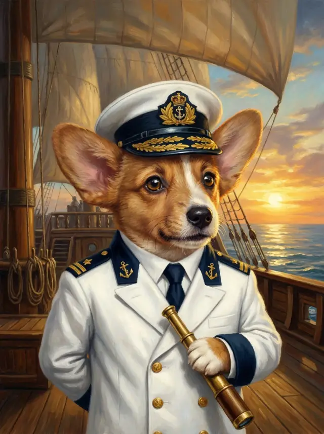 The Admiral military pet portrait style