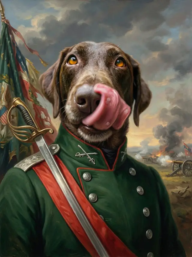 The Colonel military pet portrait style