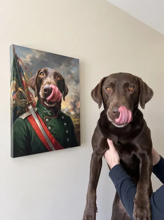 The Colonel printed as a gallery-wrapped canvas, hung in a room