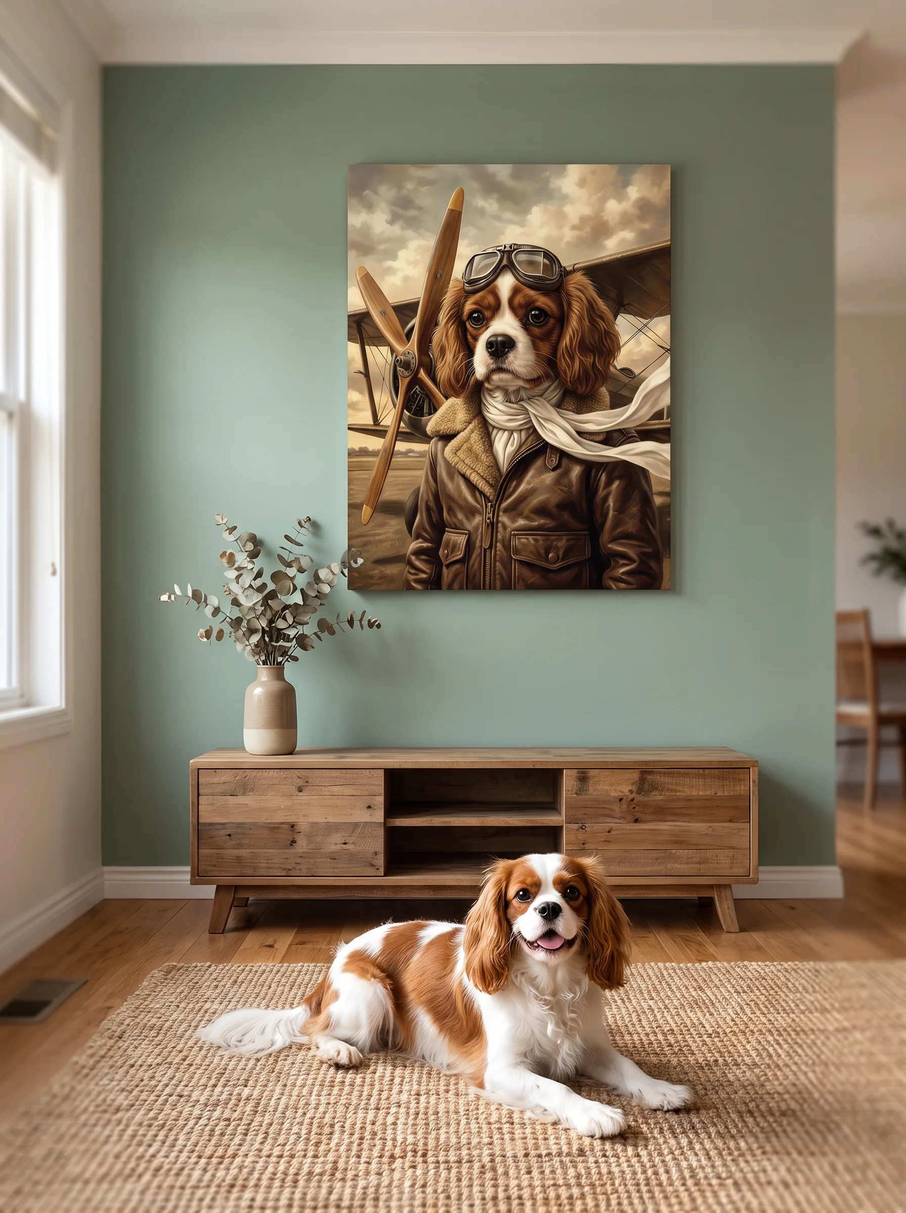 The Ace Pilot printed as a gallery-wrapped canvas and hung on a wall