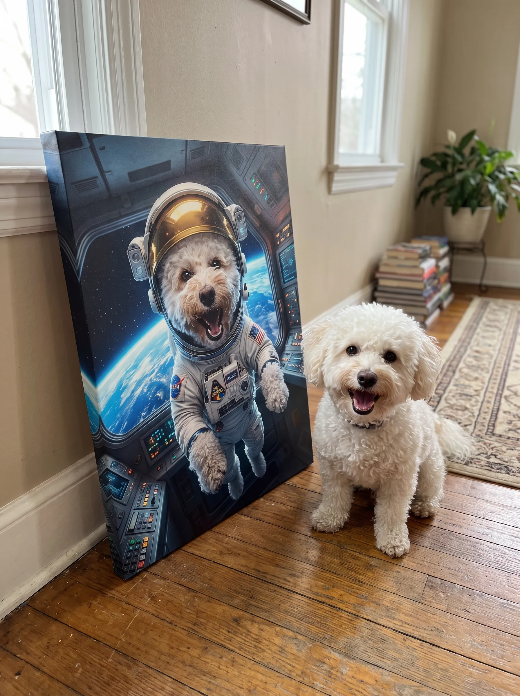 The Astronaut printed as a gallery-wrapped canvas and hung on a wall