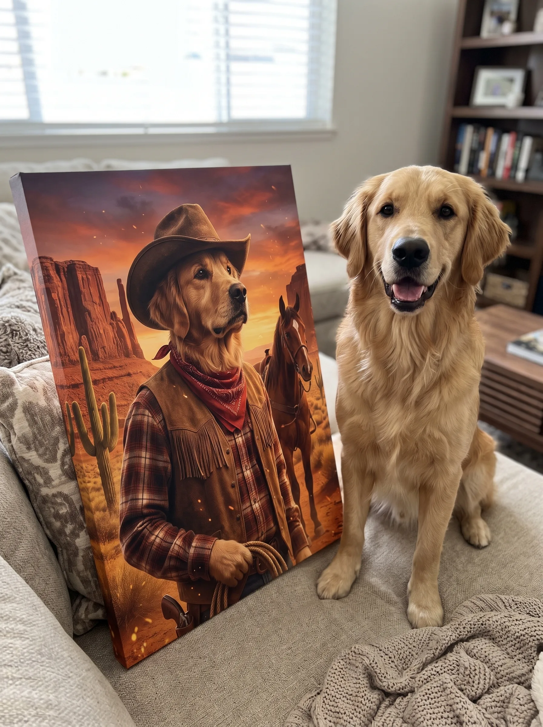 The Cowboy printed as a gallery-wrapped canvas and hung on a wall