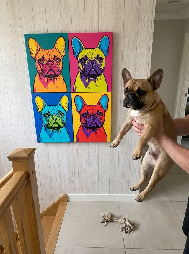 Pop Quad printed as a gallery-wrapped canvas, hung in a room